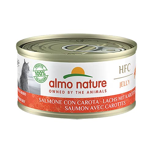 Almo Nature Cat HFC Jelly Salmon & Carrot konservi kaķiem Lasis, burkāni želejā 70g